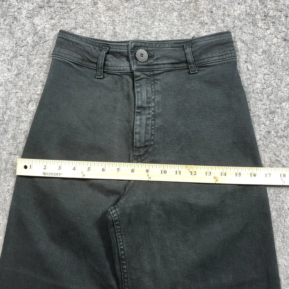 Zara Jeans Womens 4 Black Dark Wash High Rise Relaxed Wide Leg Raw Hem Denim - Picture 9 of 16